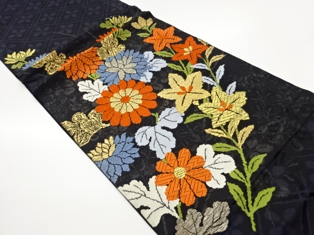 JAPANESE HIRAKI NAGOYA OBI / WOVEN BALLOON FLOWER